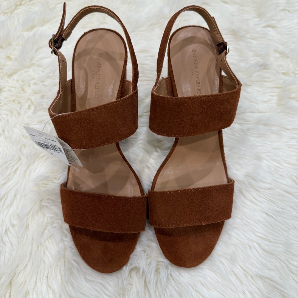 Banana Republic Brown Suede Sandals with Block Heel